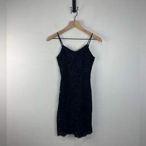 Fraiche by J Navy Lace Overlay Bodycon Dress S NWT